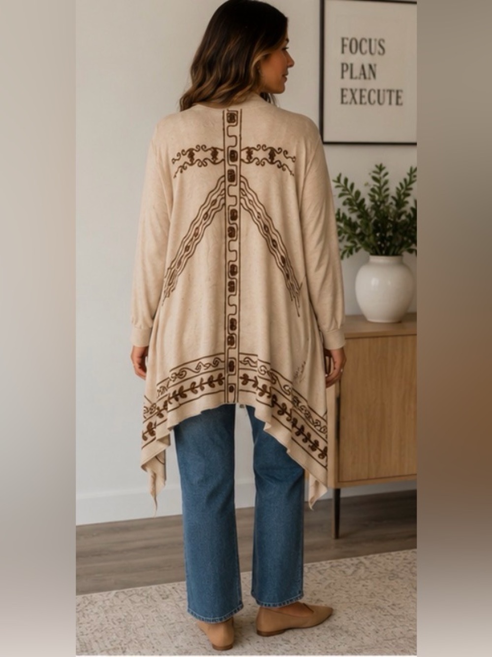 New‼️ Young Threads 🐴 Embroidered Boho Draped Cardigan NWT M Western Festival - Picture 6 of 12